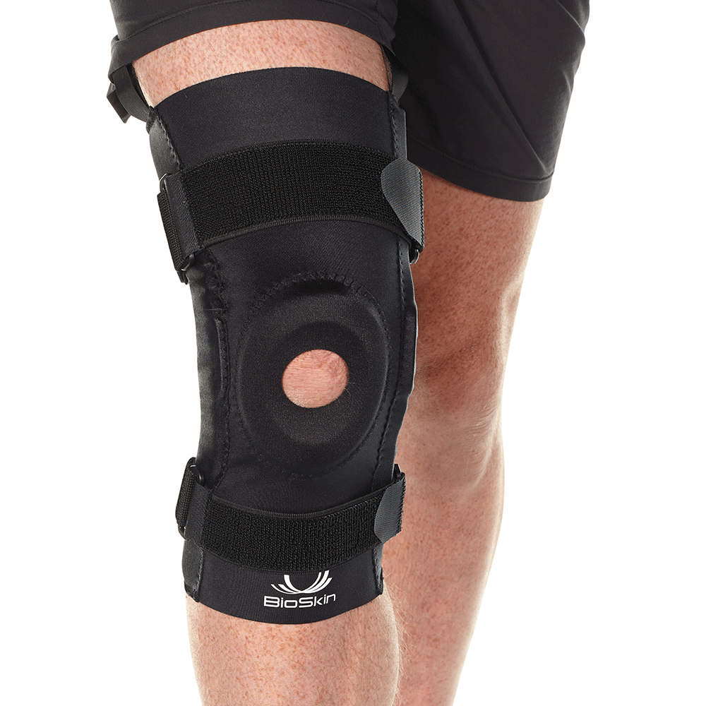 BioSkin hinged knee brace worn on a leg