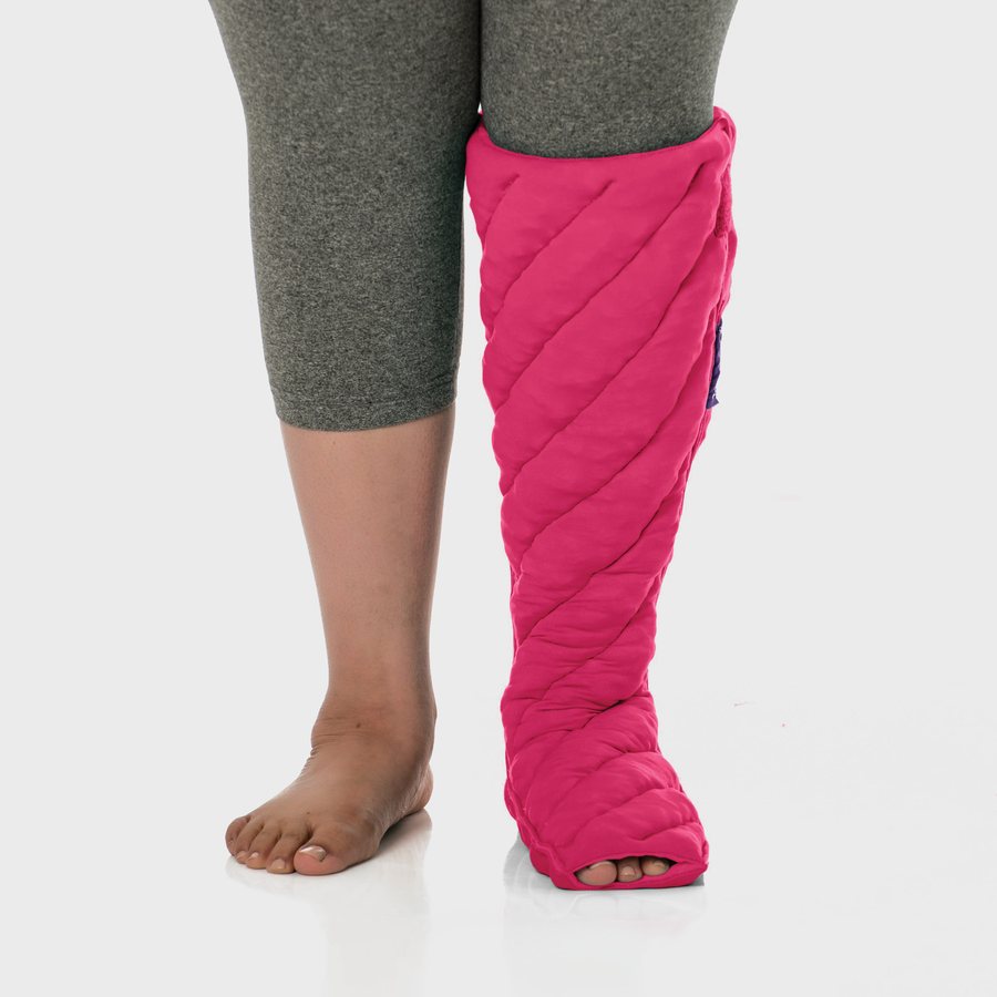 Pink quilted L&R Tribute Night garment on the lower leg