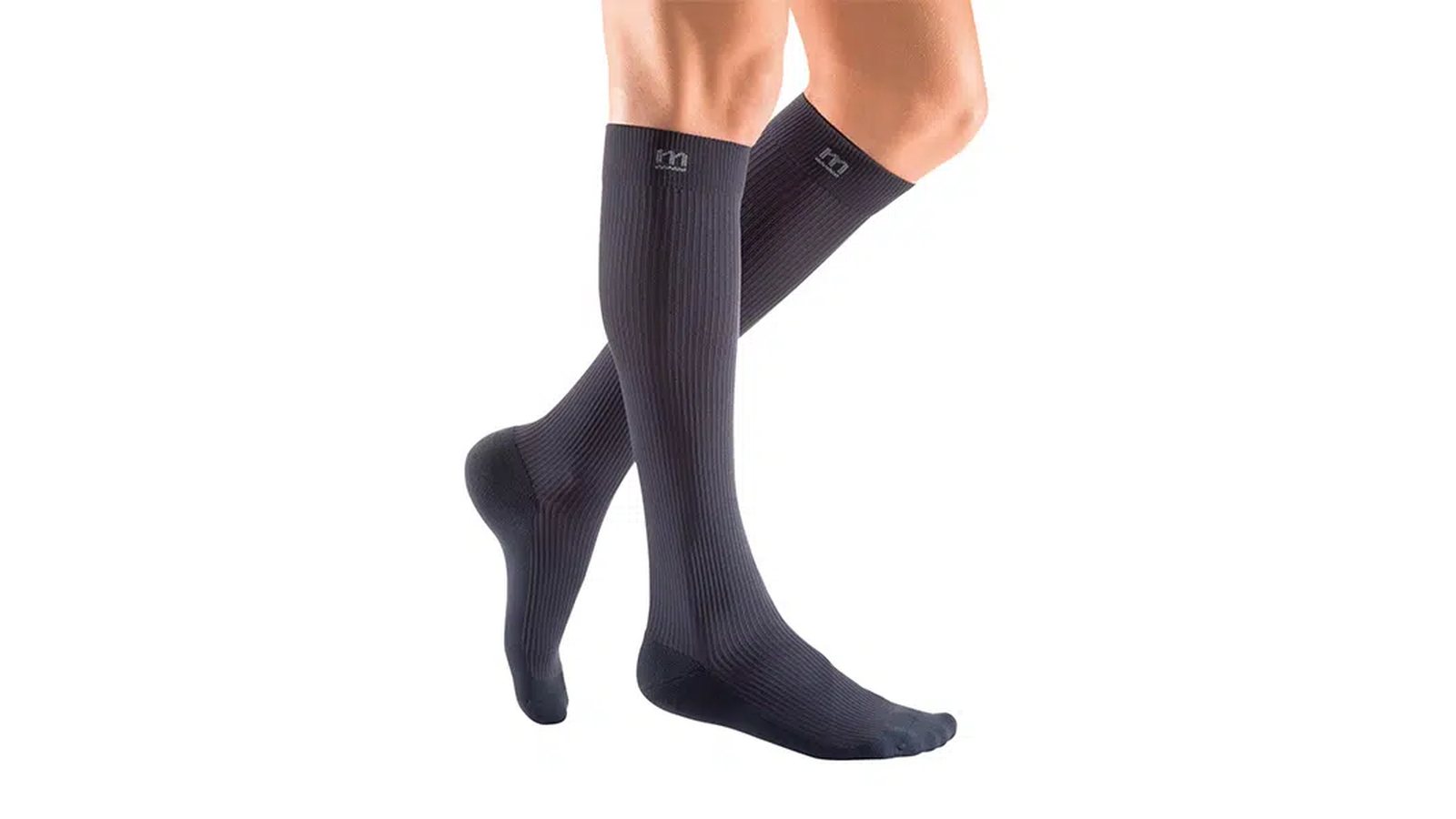 Pair of grey mediven knee-high compression socks